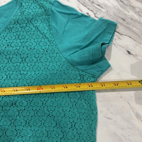 Laura Scott Teal Lace Short Sleeve Tee - Picture 8 of 8